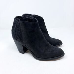 Carlos By Carlos Santana Everett Black Faux Suede Heeled Ankle Boot Bootie 9.5